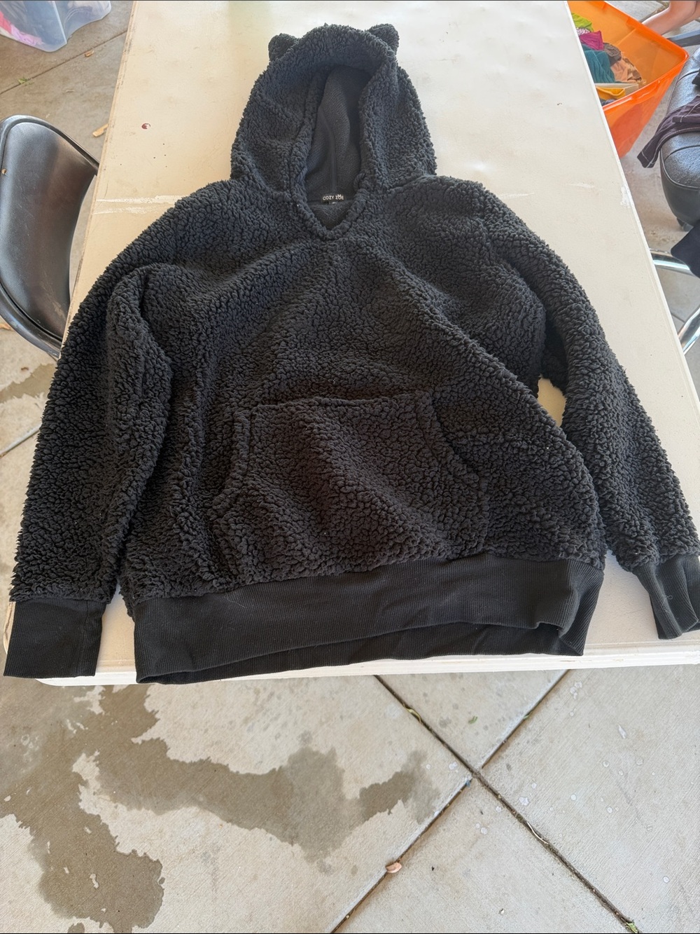 Cozy Zoe Black Sherpa Hoodie with Bear Ears